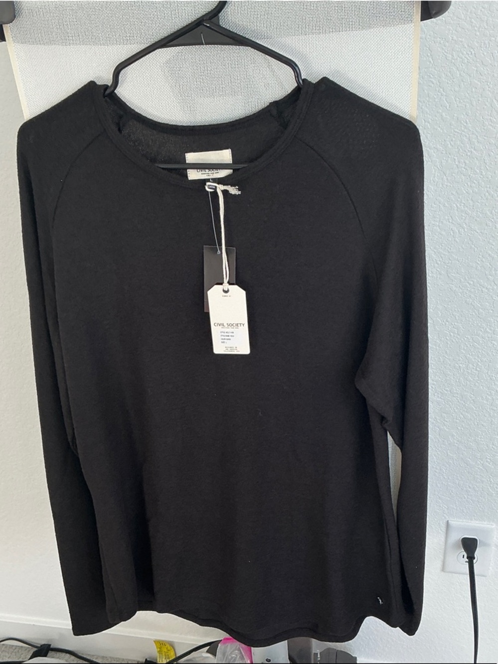 Civil Society Men's Long Sleeve Crewneck Tee - Black
